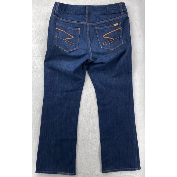 SEVEN 7 LUXE THALIA  Women's Size 16 Dark Wash Jeans Flare Thick Stitch Stretch - Picture 2 of 16